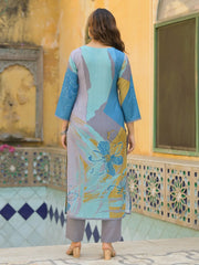 Women Multi Rayon Blend Solid Printed Straight Kurta Trouser With Dupatta-SKSKD3077