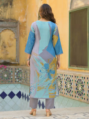 Women Multi Rayon Blend Solid Printed Straight Kurta Trouser With Dupatta-SKSKD3077
