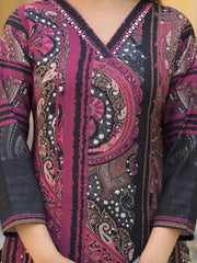 Women Black Rayon Blend Abstract Printed Straight Kurta Trouser With Dupatta-SKSKD3080