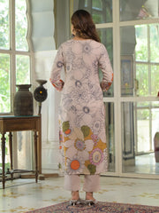 Women Cream Rayon Blend Floral Printed Straight Kurta Trouser With Dupatta-SKSKD3085