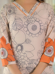 Women Cream Rayon Blend Floral Printed Straight Kurta Trouser With Dupatta-SKSKD3085