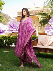 Women Purple Silk Blend Floral Embroidered Straight Kurta Trousers With Dupatta-SKSKD3121
