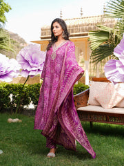 Women Purple Silk Blend Floral Embroidered Straight Kurta Trousers With Dupatta-SKSKD3121