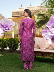 Women Purple Silk Blend Floral Embroidered Straight Kurta Trousers With Dupatta-SKSKD3121