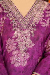 Purple Poly Chanderi Floral Embroidered Straight Kurta Trousers With Dupatta SKSKD3130