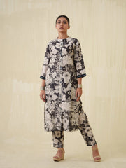 Black Colour Floral Printed Muslin Fabric Top Bottom Set-MLWSHCS4328BLK