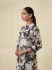 Black Colour Floral Printed Muslin Fabric Top Bottom Set-MLWSHCS4328BLK