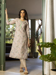 Multi Colour Floral Printed Cotton Linen Fabric Top Bottom Set-MLWSHCS4329MUL