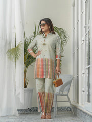 Olive Cotton Printed Co-Ords Set For Women-MLWSHCO4314OLV