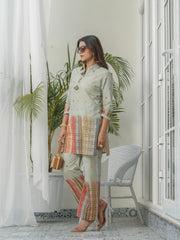 Olive Cotton Printed Co-Ords Set For Women-MLWSHCO4314OLV