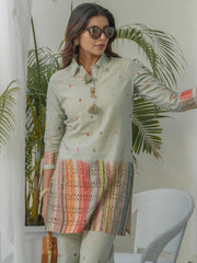 Olive Cotton Printed Co-Ords Set For Women-MLWSHCO4314OLV
