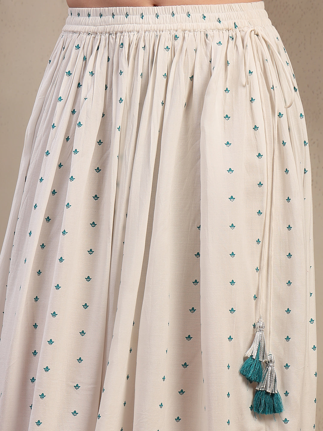 Women's White Ethnic Printed Rayon Skirt (SKWHITERUBAL) | DesiQlo
