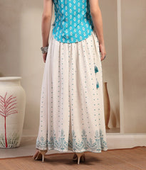 Stylum Women's White Ethnic Printed Rayon Skirt (SKWHITERUBAL)
