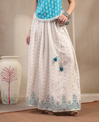 Stylum Women's White Ethnic Printed Rayon Skirt (SKWHITERUBAL)