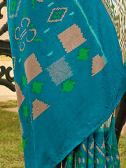 Women's Blend Turquoise Blue Woven Design Designer Saree With Blouse Piece-SNGRIA4006