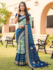 Women's Blend Grey Woven Design Designer Saree With Blouse Piece-SNGRIA8001