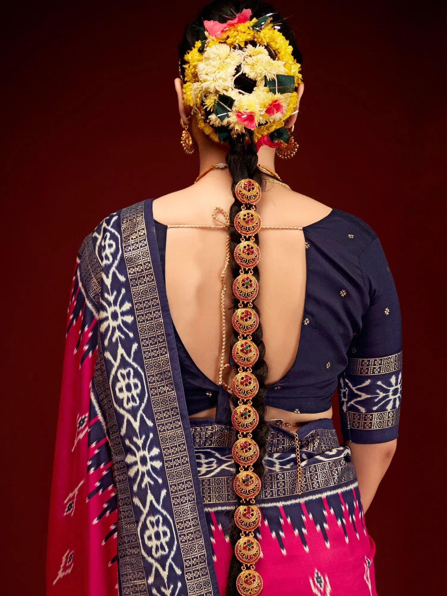 Elegant Navy Blue Printed Polyester Saree | Traditional Indian Sarees