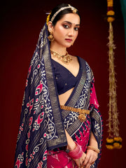 Women's Organza Grey Printed Designer Saree With Blouse Piece-SALILA102