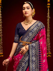 Women's Organza Grey Printed Designer Saree With Blouse Piece-SALILA102