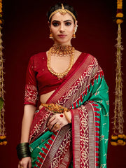 Women's Organza Light Blue Printed Designer Saree With Blouse Piece-KENA116