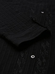 Women Scoop Neck Solid Black Straight Kurta-SNG-4043-Black