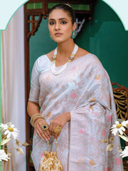 Women's Blend Peach Woven Design Designer Saree With Blouse Piece-SOCH7004