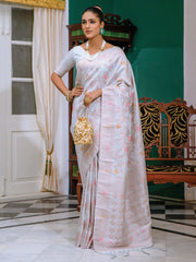 Women's Blend Peach Woven Design Designer Saree With Blouse Piece-SOCH7004