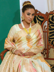 Women's Blend Grey Woven Design Designer Saree With Blouse Piece-SOCH7007
