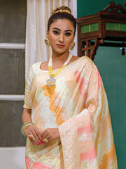 Women's Blend Grey Woven Design Designer Saree With Blouse Piece-SOCH7007