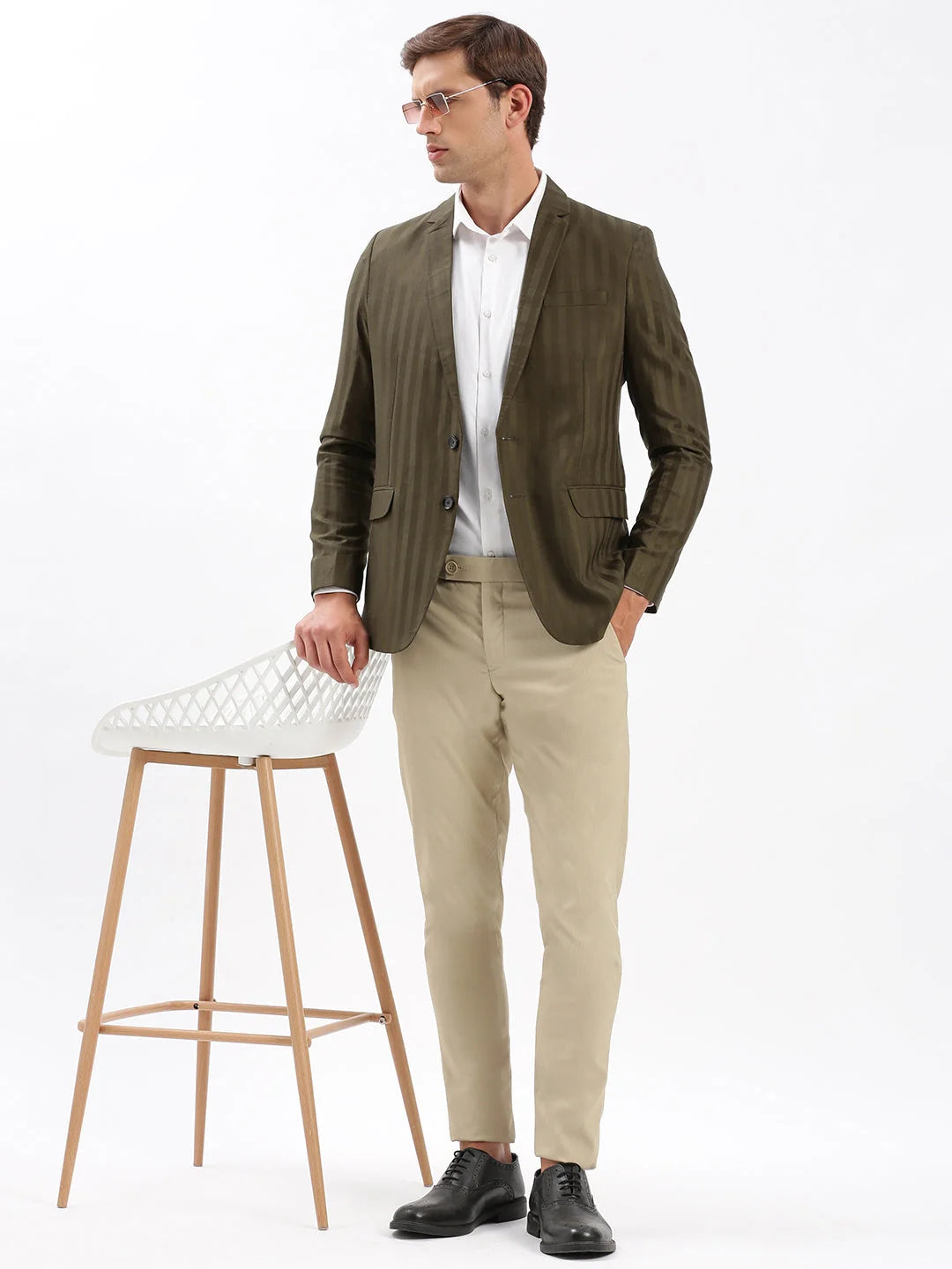 Men's Olive Blazer: Stylish Nehru Collar Jacket Alternative