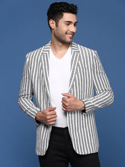 Men White Slim Fit Single Breasted Blazer-SOBLZ-090A-White