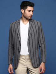 Men Charcoal Slim Fit Single Breasted Blazer-SOBLZ-090-Charcoal
