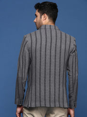 Men Charcoal Slim Fit Single Breasted Blazer-SOBLZ-090-Charcoal