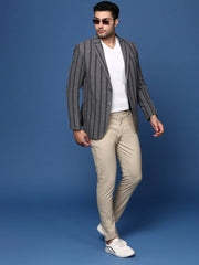 Men Charcoal Slim Fit Single Breasted Blazer-SOBLZ-090-Charcoal
