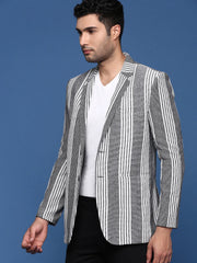 Men Grey Slim Fit Single Breasted Blazer-SOBLZ-090-Grey
