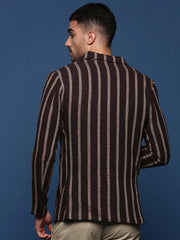 Men Brown Slim Fit Single Breasted Blazer-SOBLZ-091-2-Brown