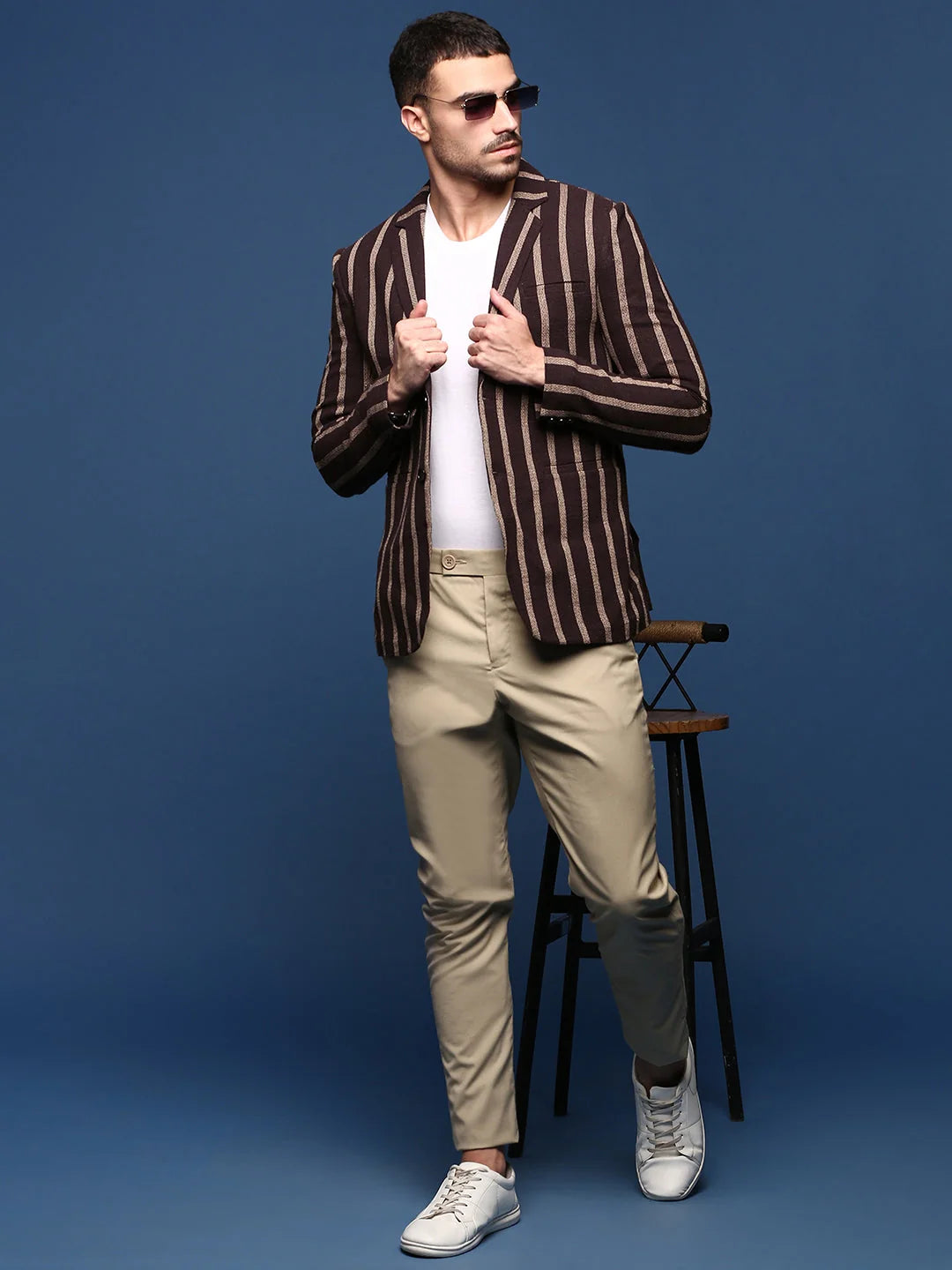 Brown Striped Modi Jacket - Men's Ethnic Nehru Jackets
