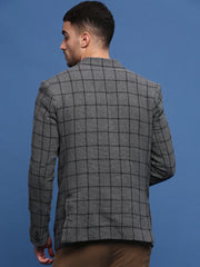 Men Grey Slim Fit Single Breasted Blazer-SOBLZ-091-3-Grey