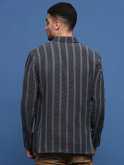 Men Charcoal Slim Fit Single Breasted Blazer-SOBLZ-091-4-Charcoal