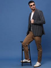 Men Charcoal Slim Fit Single Breasted Blazer-SOBLZ-091-4-Charcoal