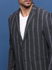 Men Charcoal Slim Fit Single Breasted Blazer-SOBLZ-091-4-Charcoal