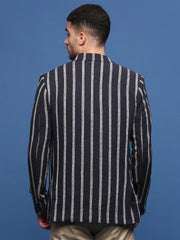 Men Navy Blue Slim Fit Single Breasted Blazer-SOBLZ-091-5-Navyblue