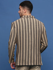 Men Beige Slim Fit Single Breasted Blazer-SOBLZ-091-6-Beige