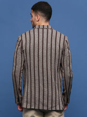 Men Brown Slim Fit Single Breasted Blazer-SOBLZ-091-7-Brown