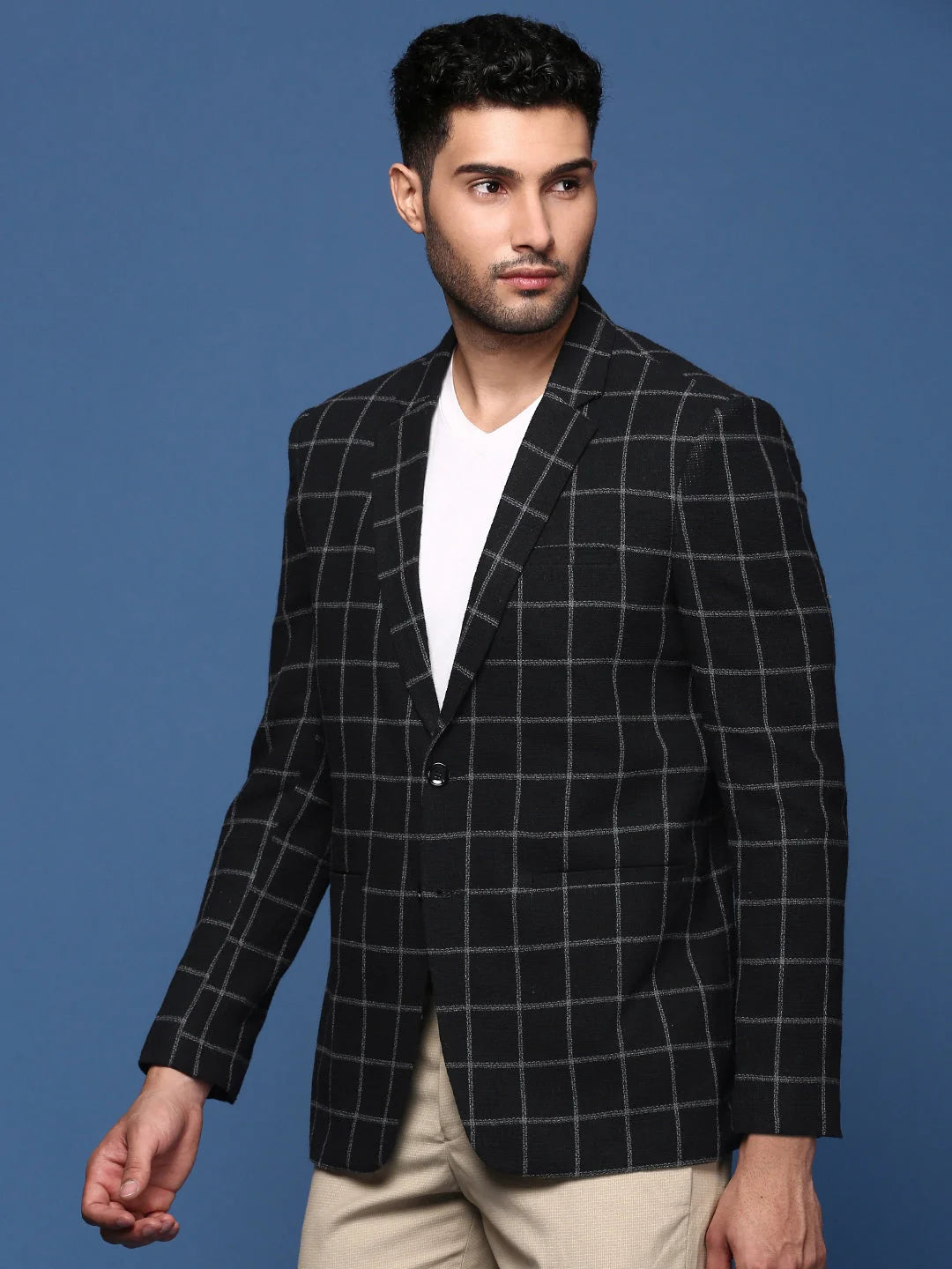 Black Striped Slim Fit Blazer | Men's Ethnic Nehru Jackets