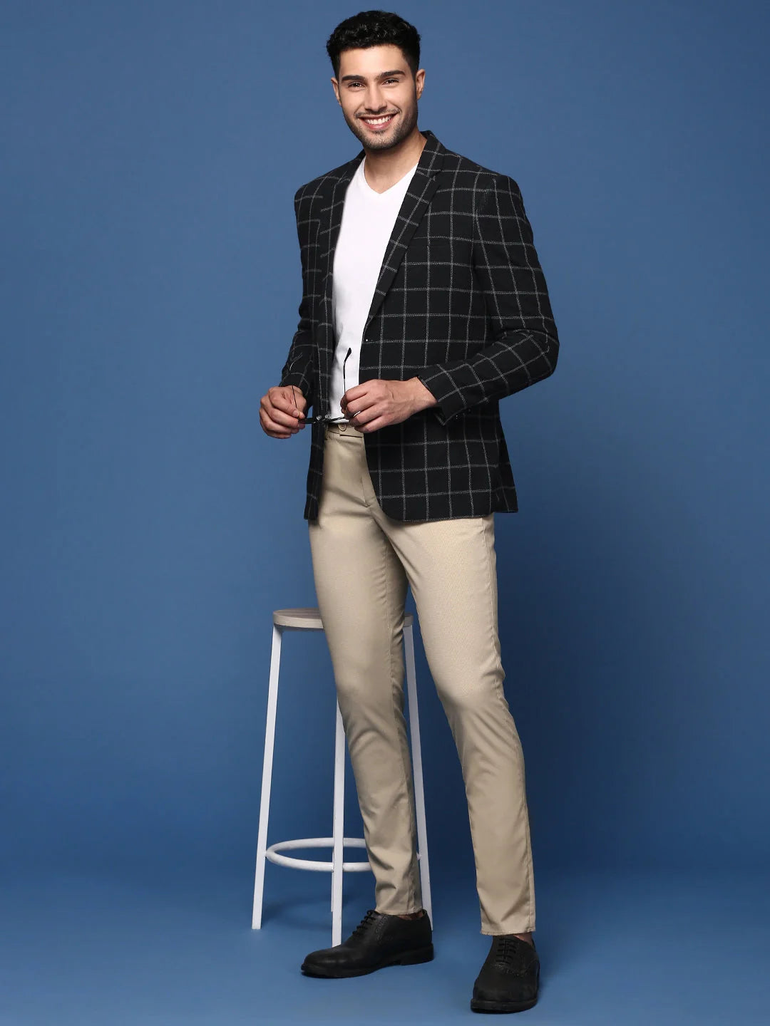 Black Striped Slim Fit Blazer | Men's Ethnic Nehru Jackets