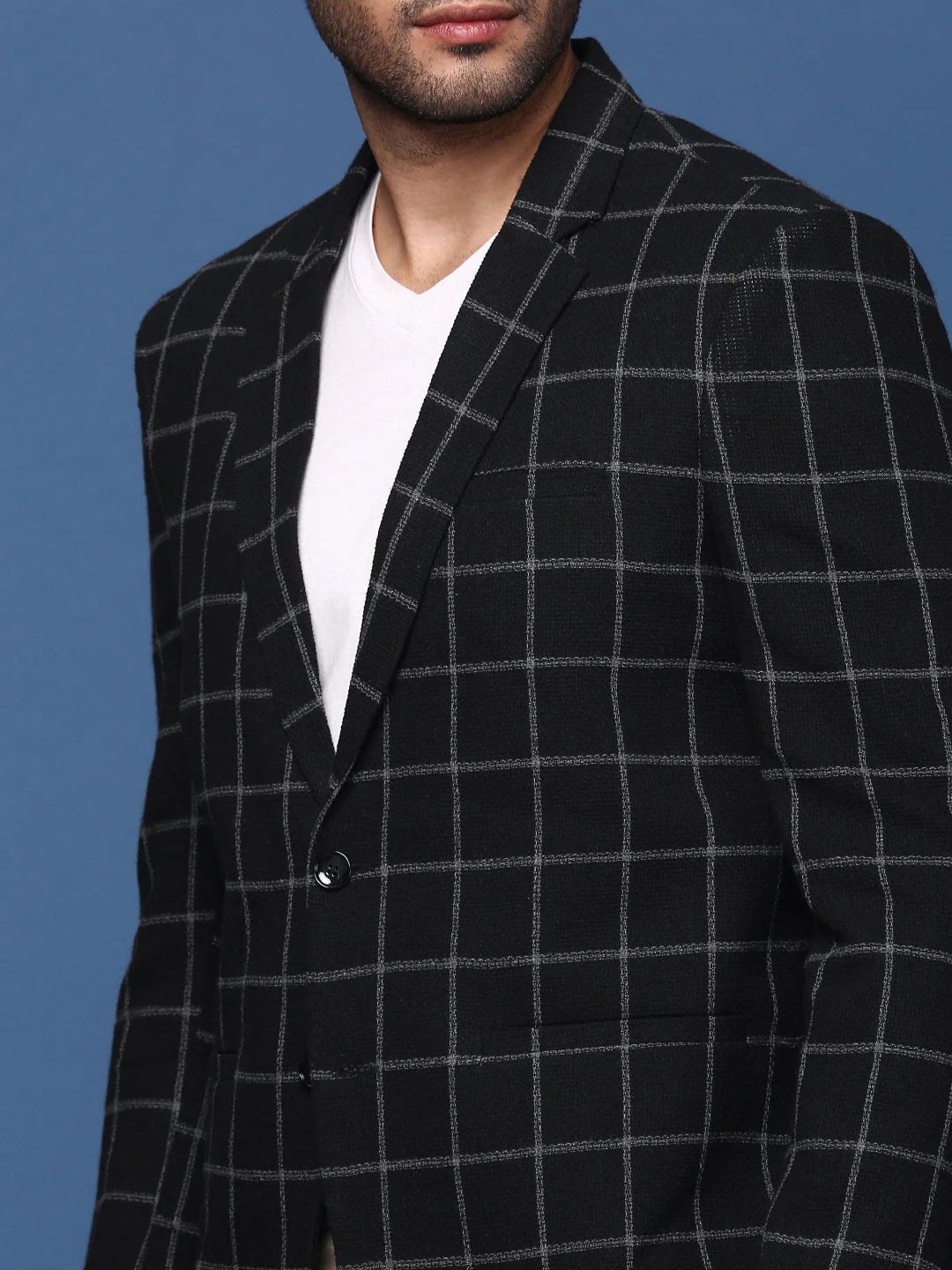 Black Striped Slim Fit Blazer | Men's Ethnic Nehru Jackets