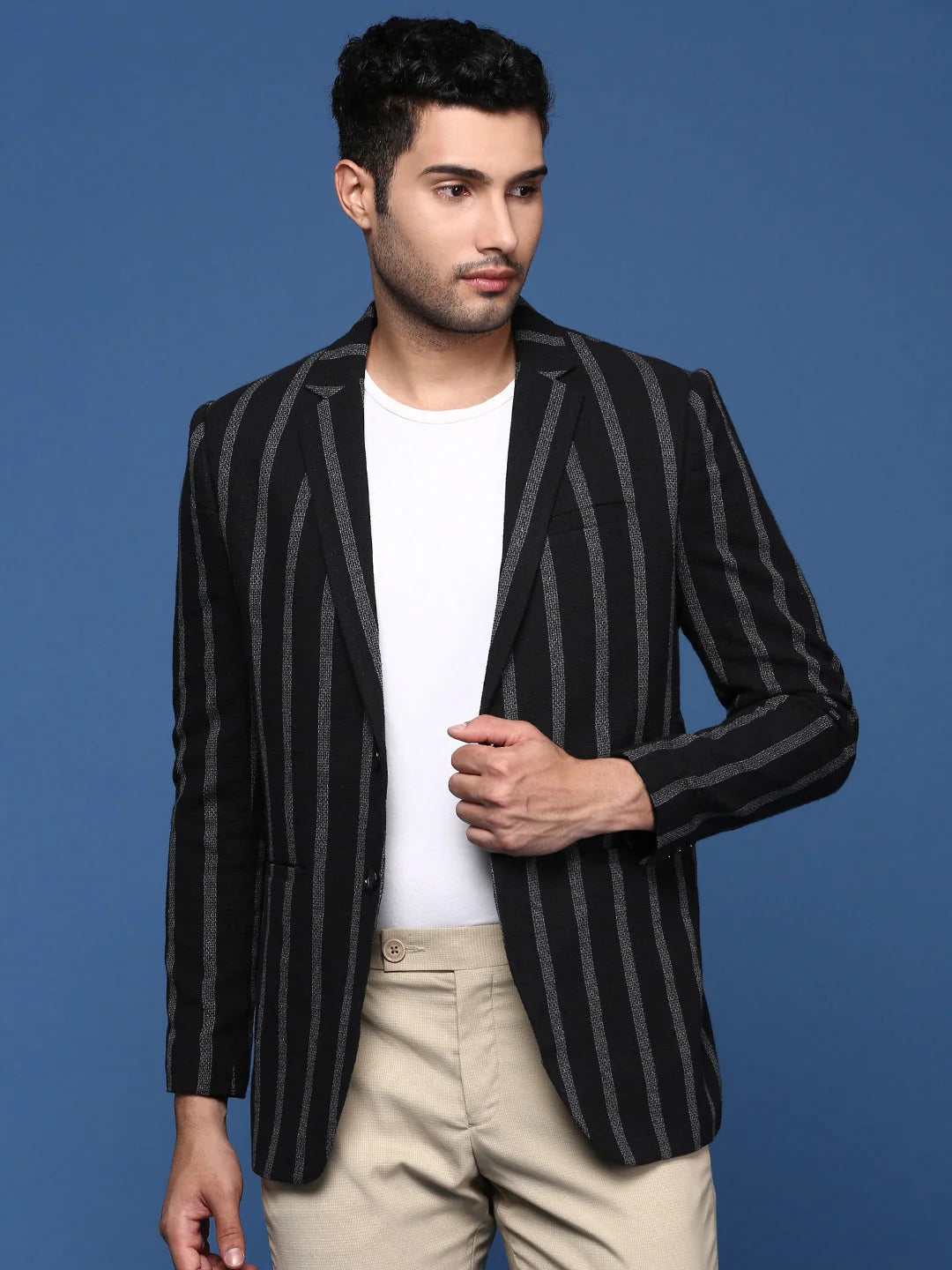 Black Striped Blazer | Stylish Men's Ethnic Nehru Jackets