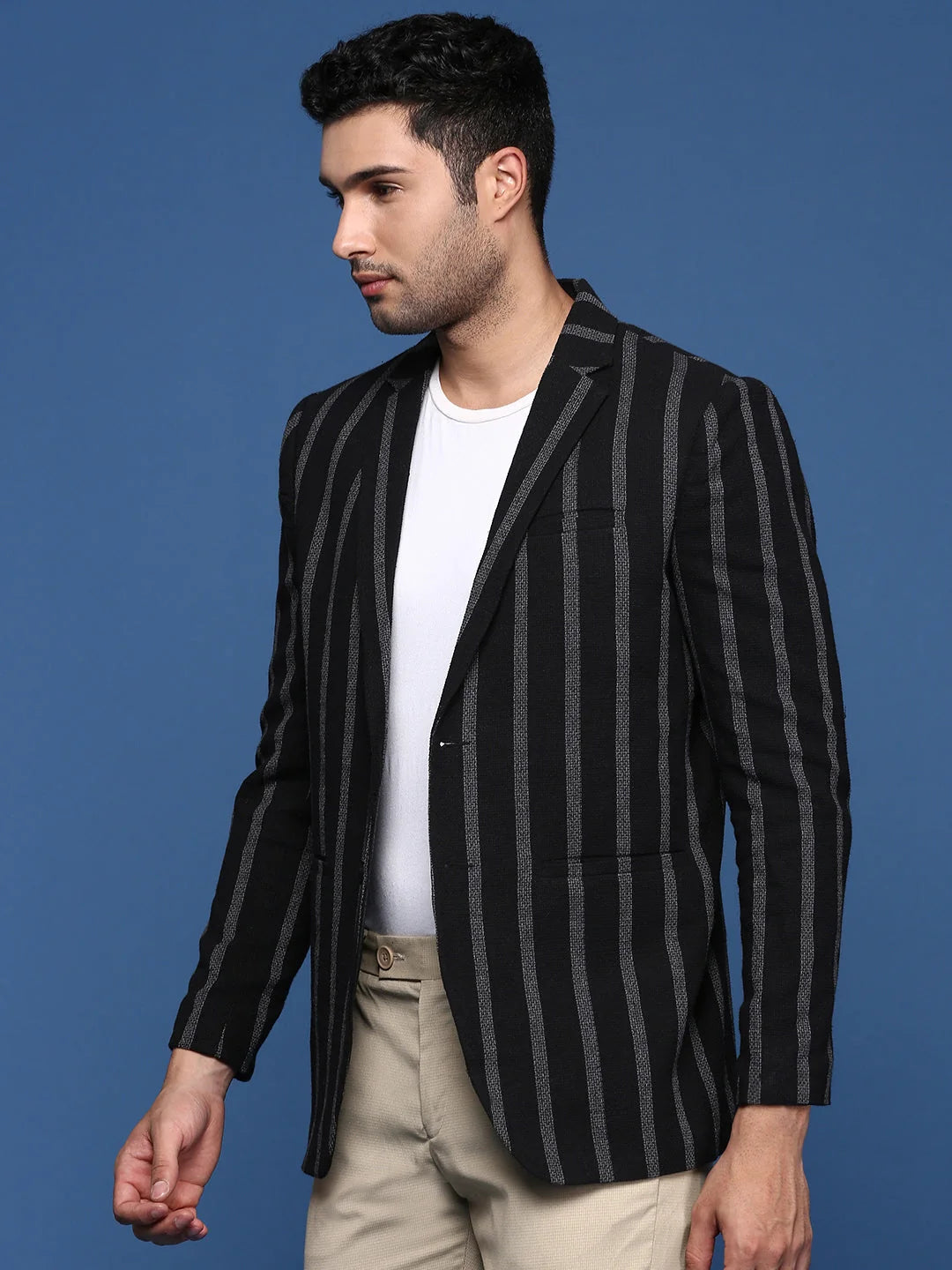 Black Striped Blazer | Stylish Men's Ethnic Nehru Jackets