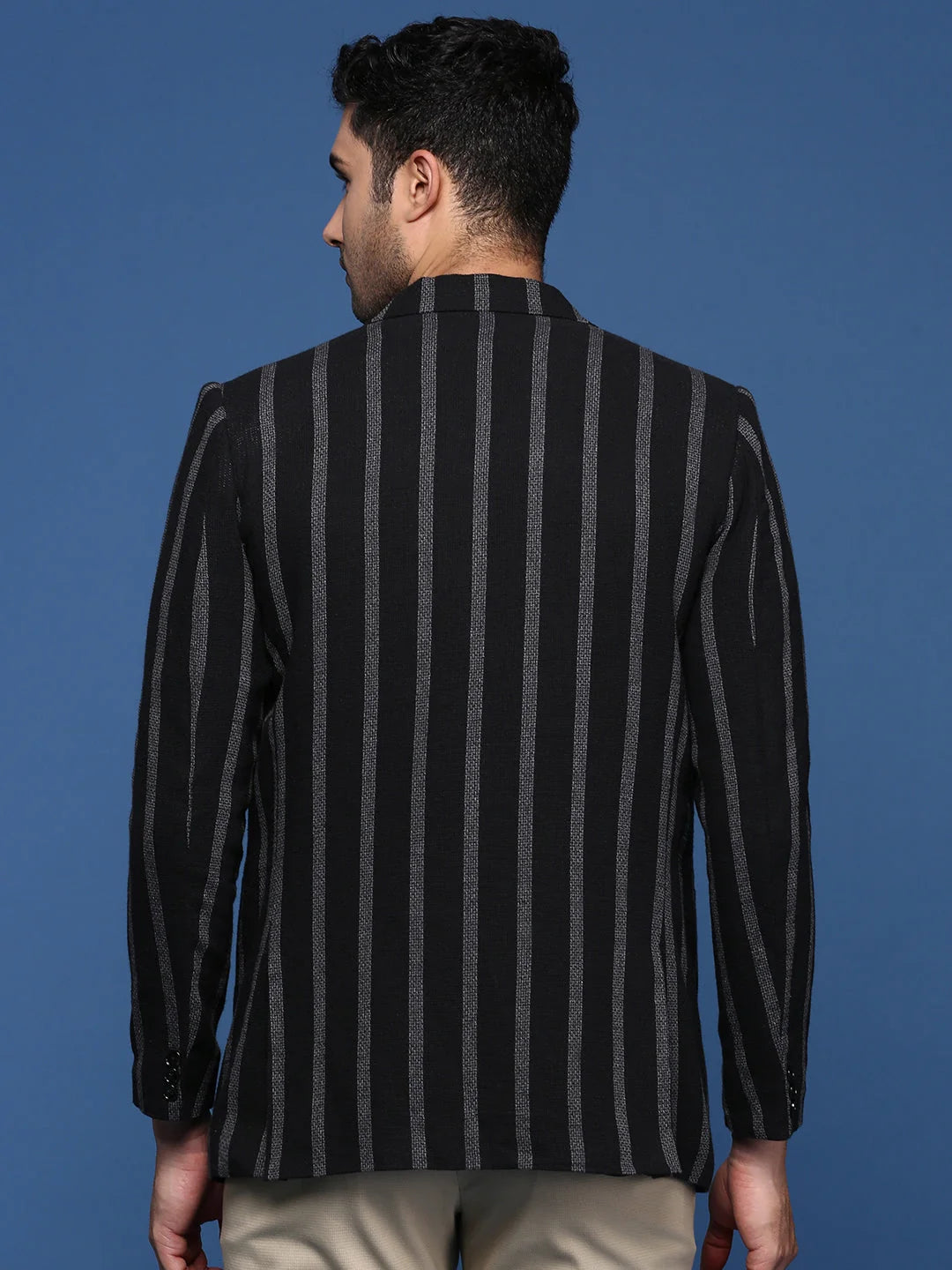 Black Striped Blazer | Stylish Men's Ethnic Nehru Jackets